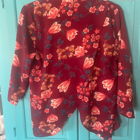 Kimono Jacket Split-Back Bracelet Length Sleeves Size Large Draped Collar - Picture 5 of 10